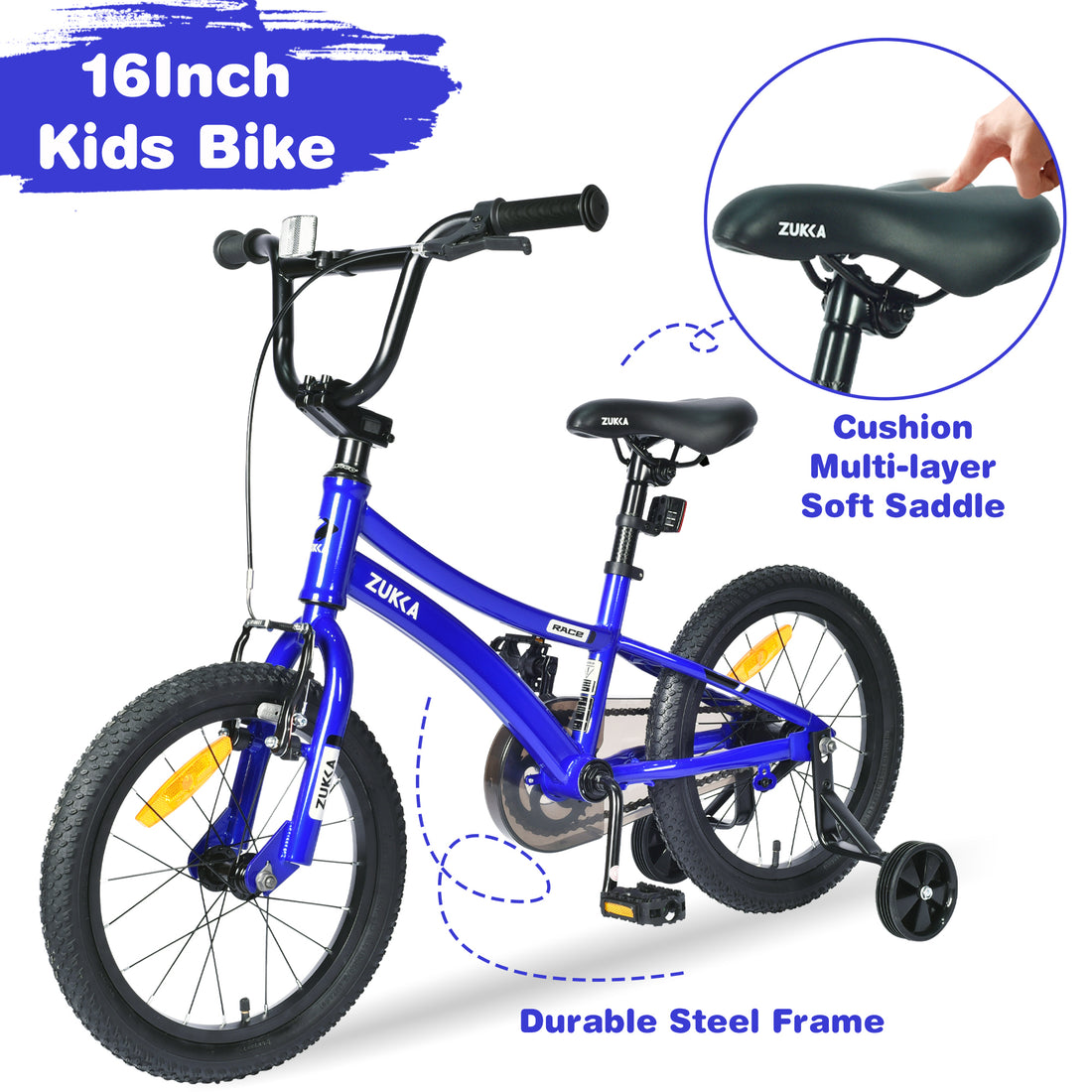 Kids Bike,16 Inch Kids' Bicycle With Training Wheels For Boys Age 4 7 Years,Multiple Colors Cycling Blue Garden & Outdoor Steel