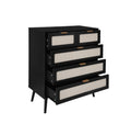 5 Drawer Cabinet, Accent Storage Cabinet, Suitable For Living Room, Bedroom, Dining Room, Study Black Mdf