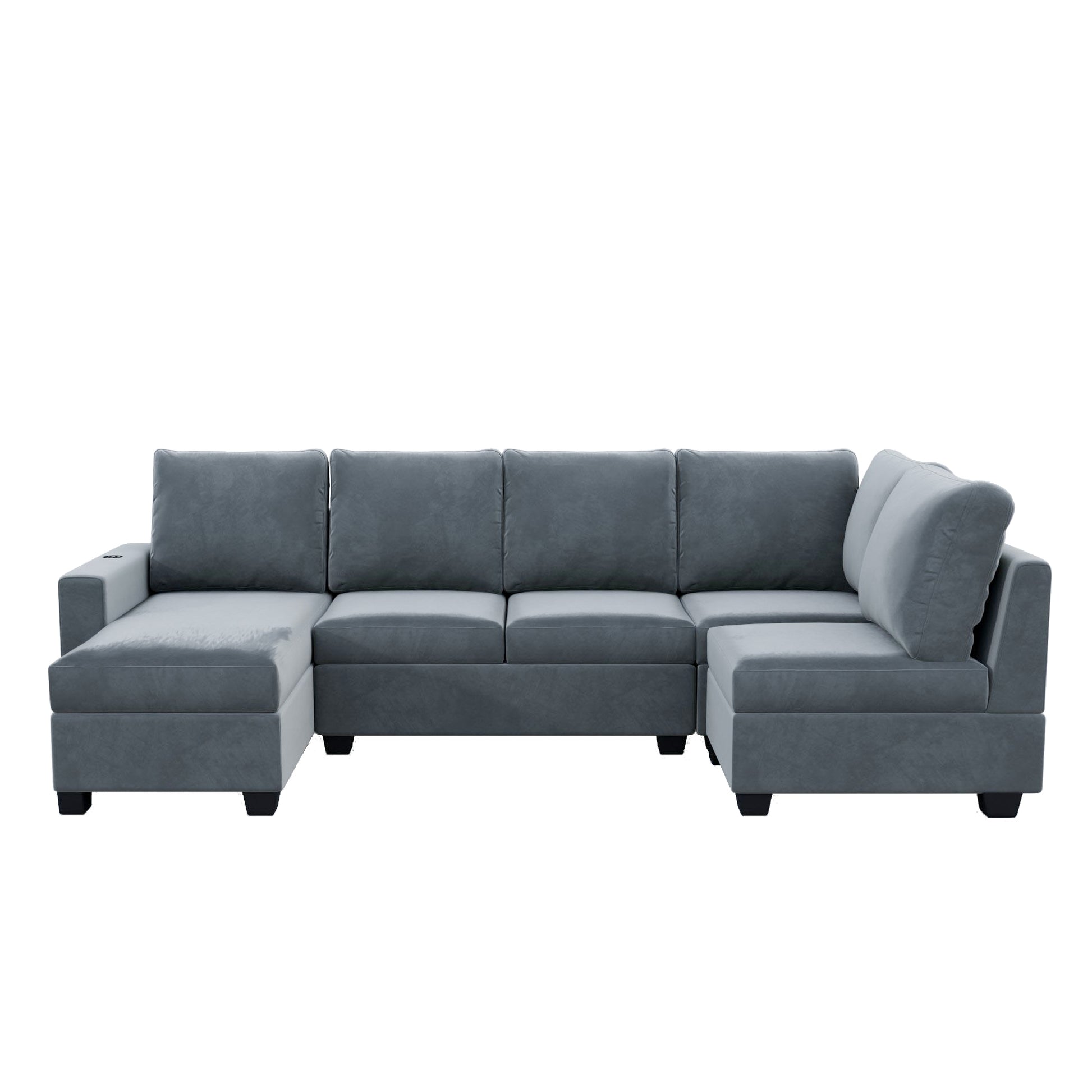 138*56" Modern L Shape Sectional Sofa, 6 Seat Velvet Fabric Couch With Convertible Chaise Lounge,Freely Combinable Indoor Furniture For Living Room, Apartment, Office,3 Colors Grey Velvet 6 Seat