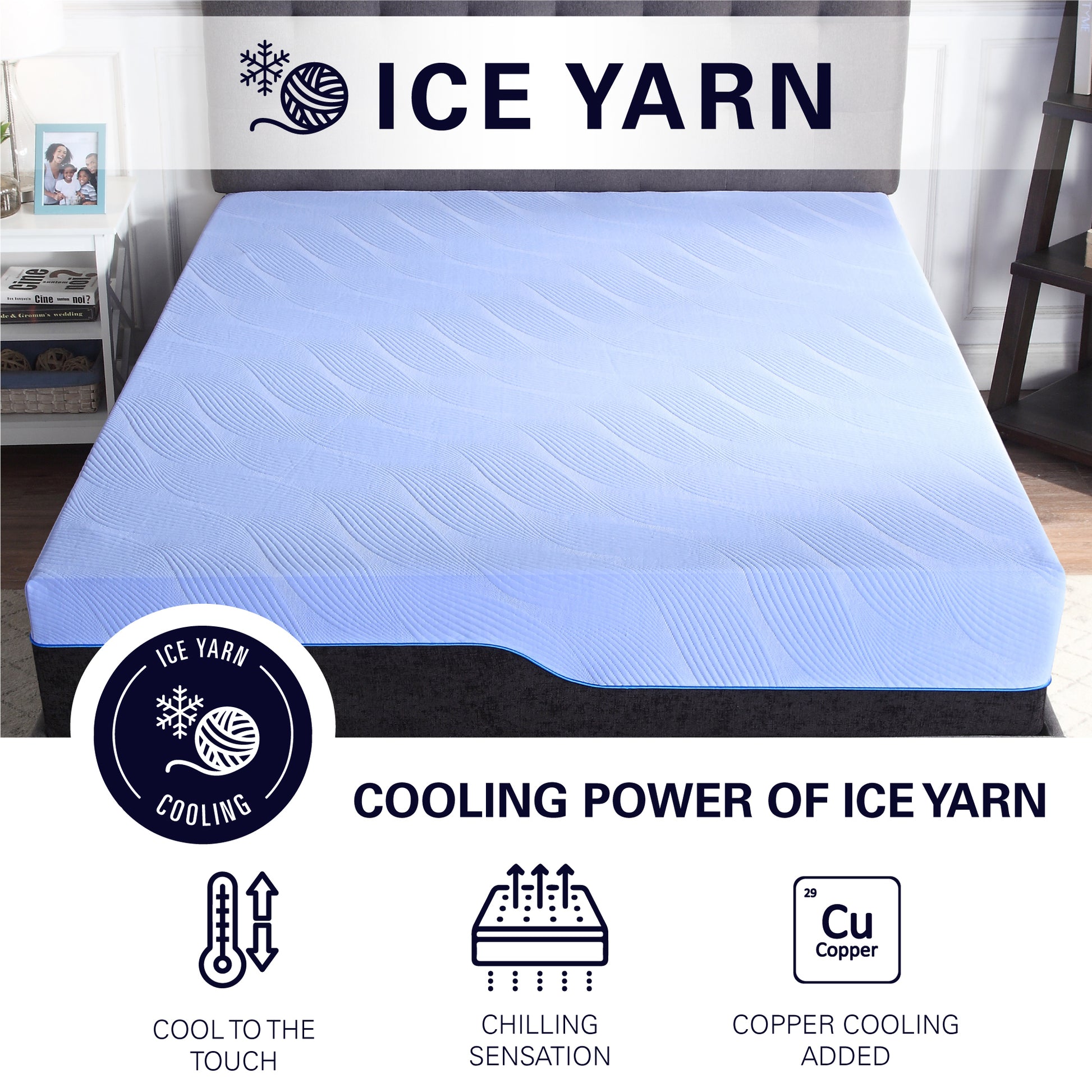 12 Inch Refresh Hybrid Cooling Fast Responding Latex Foam And Coil Adult Mattress, King Size Blue Bedroom Foam Spring King