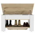 Storage Table, Four Legs, Lower Shelf, Light Oak White Multicolor Particle Board Particle Board