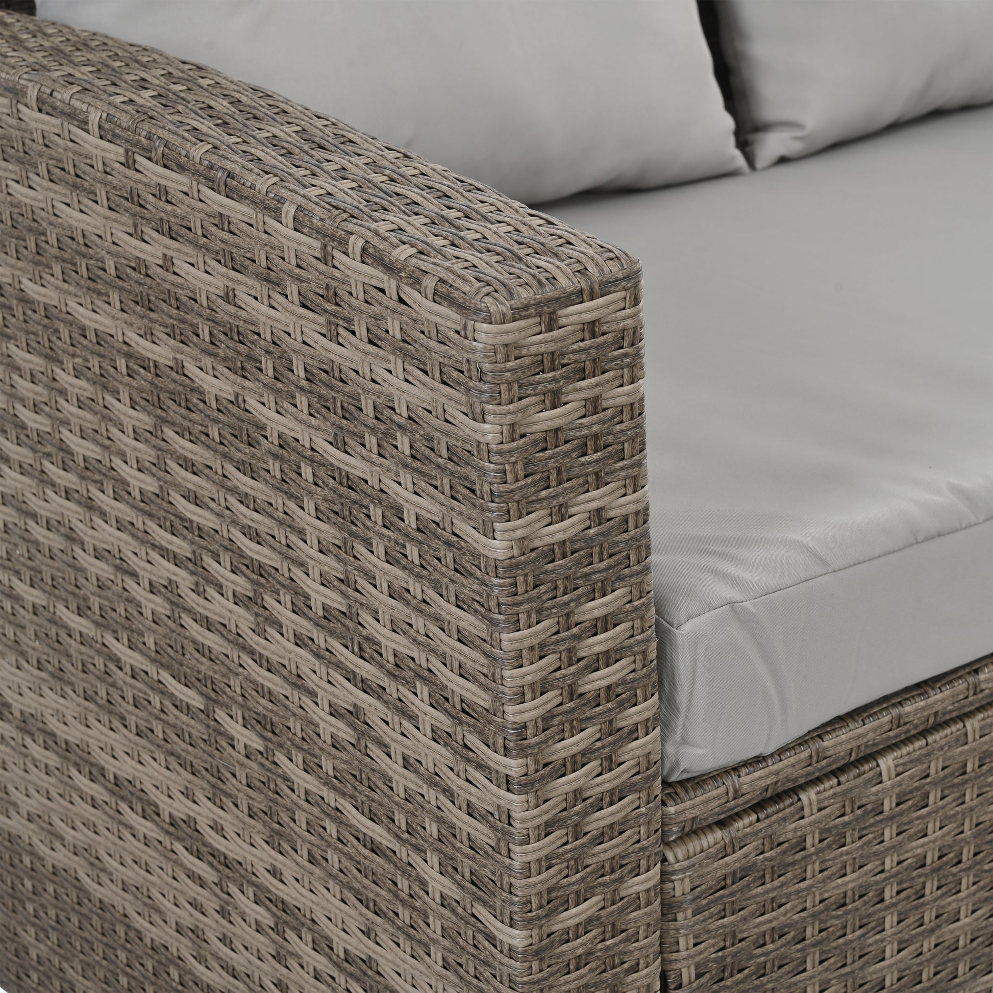 Patio Furniture, Outdoor Furniture, Seasonal Pe Wicker Furniture, 6 Set Wicker Furniture With Tempered Glass Coffee Table Brown Pe Rattan Iron Waterproof Fabric