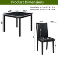 5 Piece Wooden Dining Table Set, Kitchen Table Set With A Square Table And 4 Upholstered Chairs, Wooden Dining Room Table With Crystal Decoration And Chairs Set For Kitchen, Dining Room, Black Black Seats 4 Dining Room 4 Leg Square Dining Table With