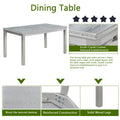 Wooden Dining Rectangular Table With Bench, Kitchen Table With Bench For Small Space, 6 Person Dining Table, Silver Grey Beige Silver Gray Seats 6 Dining Room Rectangular 4 Leg Rectangular Dining Table With Chair And Bench Solid Wood Mdf