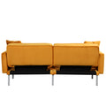 Orisfur. Linen Upholstered Modern Convertible Folding Futon Sofa Bed For Compact Living Space, Apartment, Dorm, Yellow Yellow Foam Linen