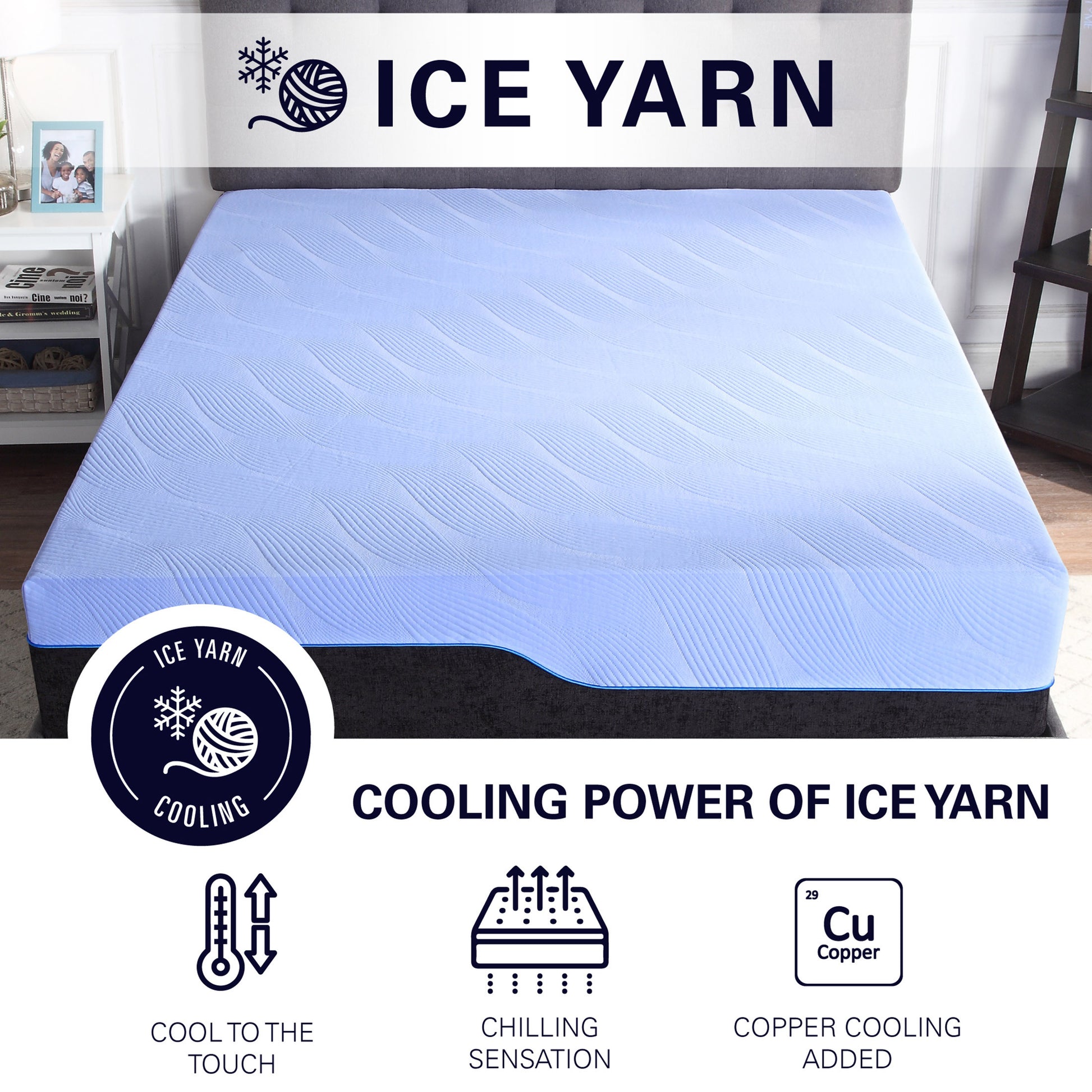 12 Inch Refresh Hybrid Cooling Gelcare Memory Foam And Coil Adult Mattress, Cal King Size Blue Bedroom Foam Spring