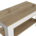 Saturn Storage Table, Four Legs, Lower Shelf, Light Oak White Multicolor Particle Board Particle Board