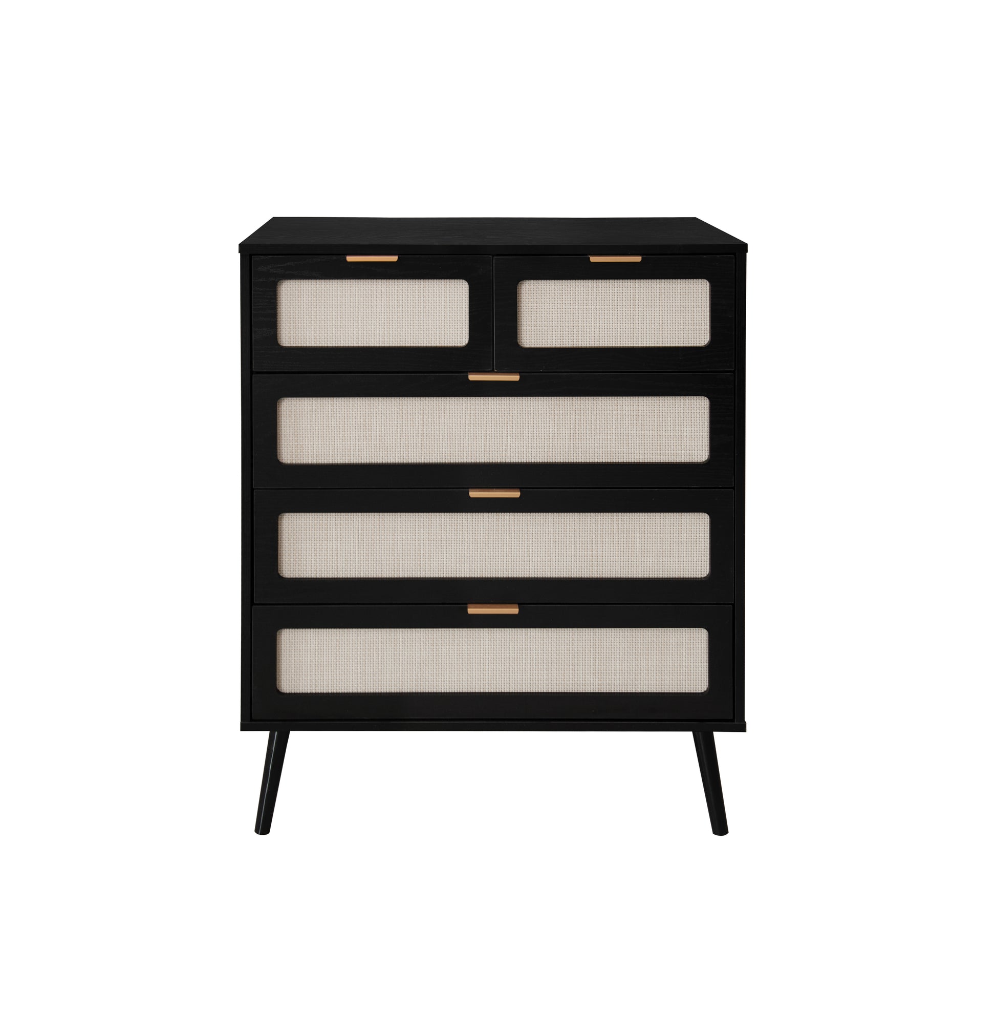 5 Drawer Cabinet, Accent Storage Cabinet, Suitable For Living Room, Bedroom, Dining Room, Study Black Mdf