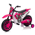 12V Kids Ride On Toy Motorcycle, Electric Motor Toy Bike With Training Wheels For Kids 3 6, Rose Red Rose Red Polypropylene