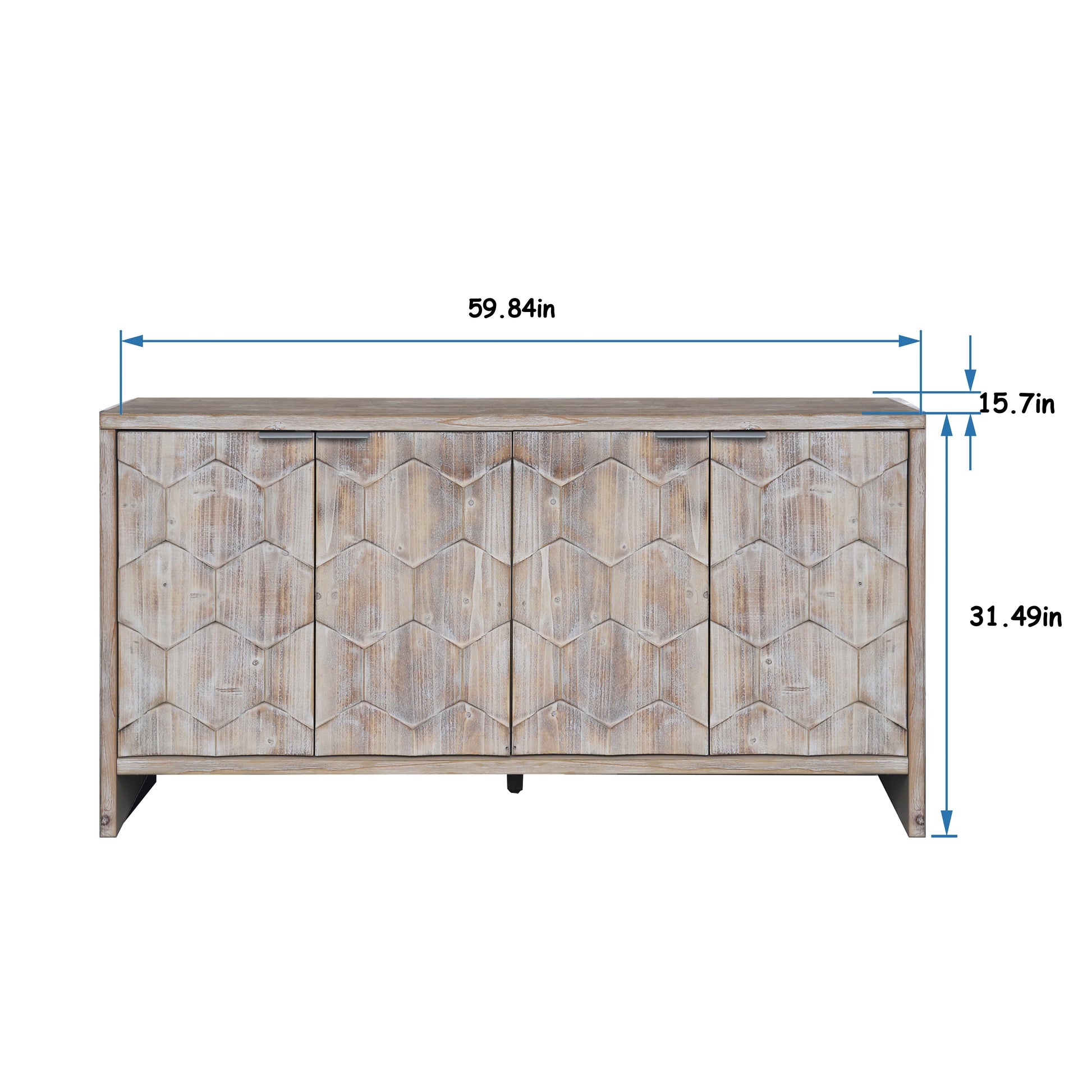 Accent Cabinet Farmhouse Style 4 Door Wooden Cabinet Sideboard Buffet Server Cabinet Storage Cabinet, For Living Room, Entryway, Hallway, Office, Kitchen And Dining Room, Natural Wood Wash Natural