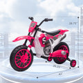 12V Kids Ride On Toy Motorcycle, Electric Motor Toy Bike With Training Wheels For Kids 3 6, Rose Red Rose Red Polypropylene