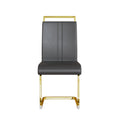 Modern Dining Chairs,Pu Faux Leather High Back Upholstered Side Chair With C Shaped Tube. Plating Golden Metal Legs For Dining Room Kitchen Vanity Patio Club Guest Office Chair Set Of 2 Grey Pu Grey Kitchen Dining Chairs Foam Pu