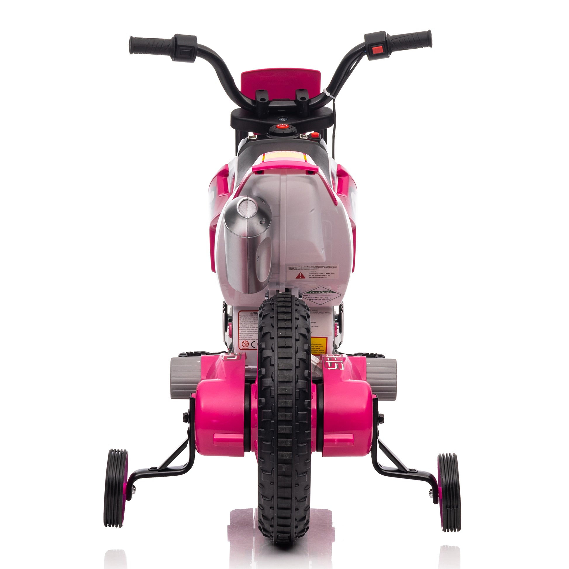 12V Kids Ride On Toy Motorcycle, Electric Motor Toy Bike With Training Wheels For Kids 3 6, Rose Red Rose Red Polypropylene