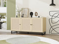 3 Door Cabinet,Sideboard Accent Cabinet, Storage Cabinet For Living Room, Hallway Entryway Kitchen Natural Particle Board