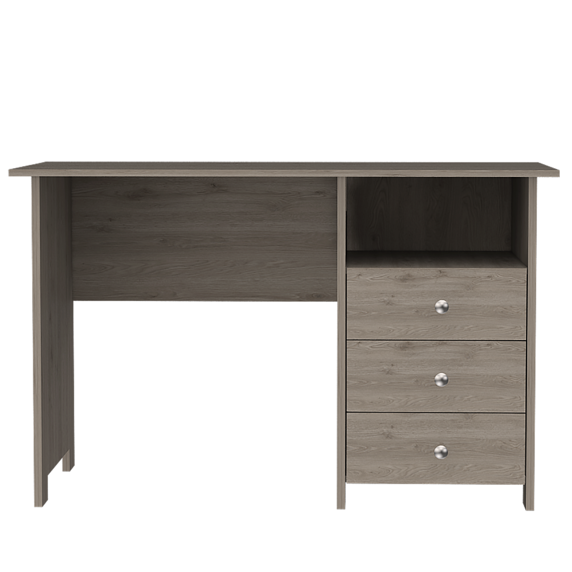 Computer Desk With Open Storage Shelf And 3 Drawers, Light Gray Gray Particle Board Particle Board