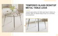 Modern Minimalist Style Circular Transparent Tempered Glass Table, Tempered Glass Tabletop, Silver Metal Table Legs, Suitable For Kitchen, Dining Room, And Living Room, 42 
