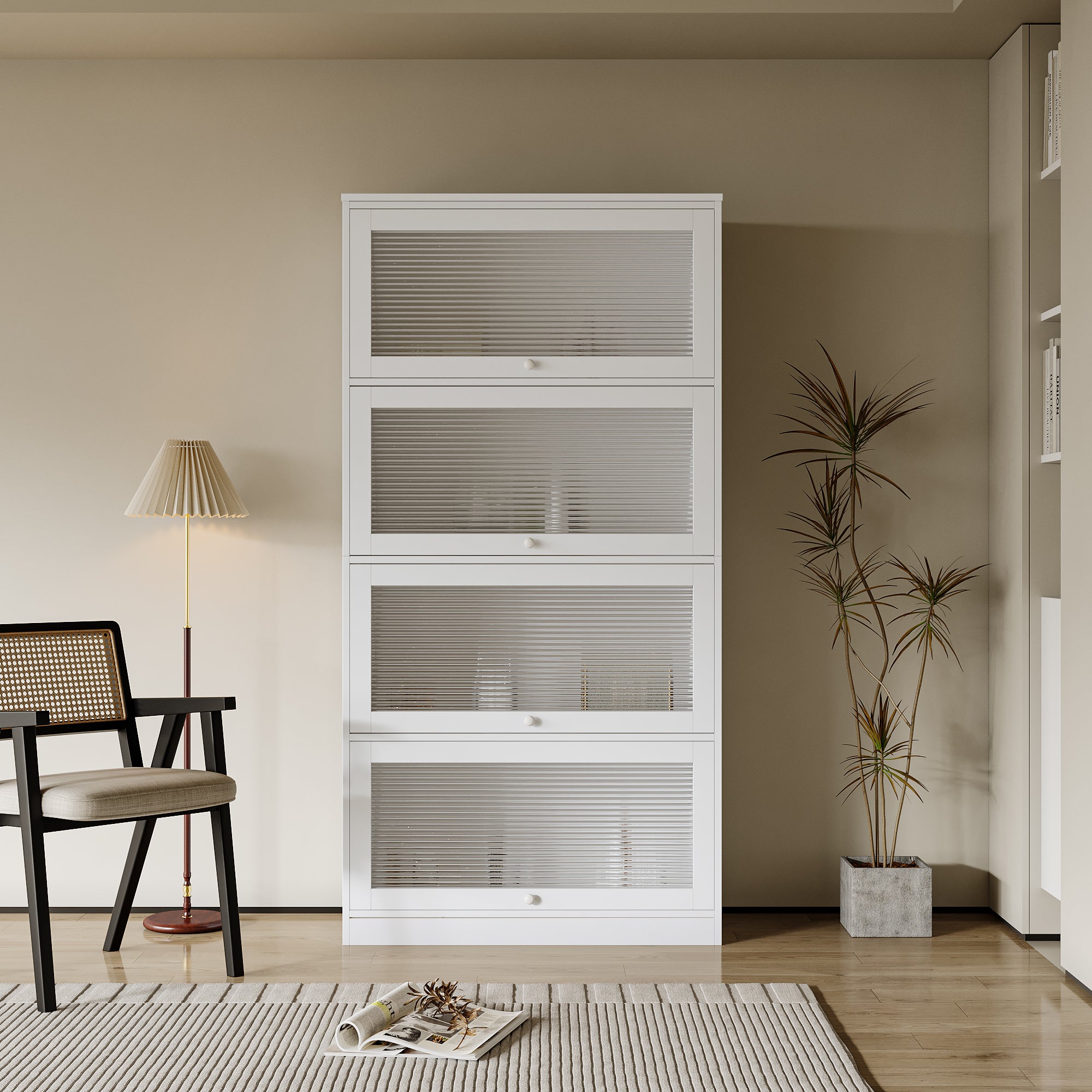 Bookcase Contemporary Closed Back Glass Doors Office Storage Cabinet Floor To Ceiling Low Cabinet Bookcase Against Wall Dustproof Bookshelf White Mdf