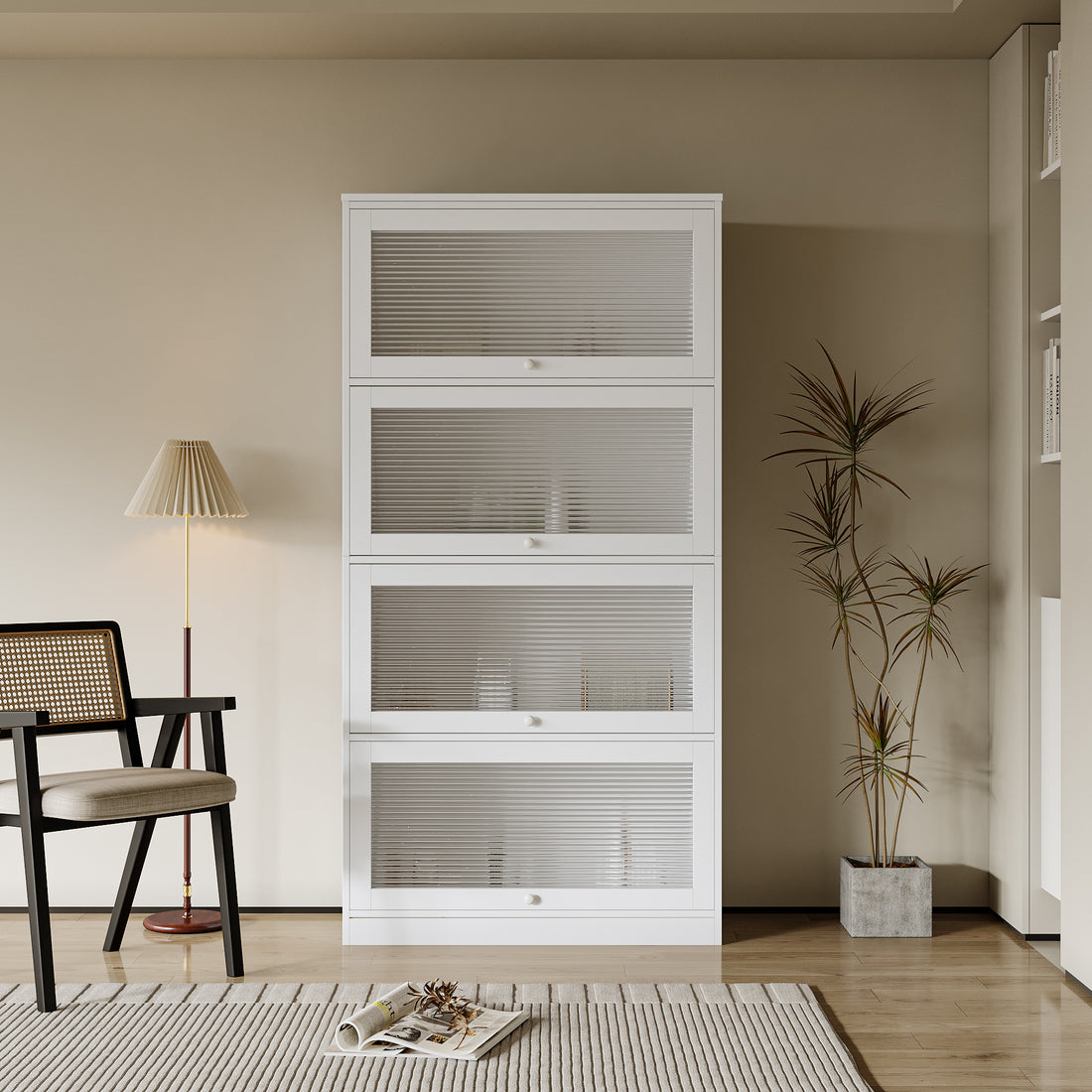 Bookcase Contemporary Closed Back Glass Doors Office Storage Cabinet Floor To Ceiling Low Cabinet Bookcase Against Wall Dustproof Bookshelf White Mdf