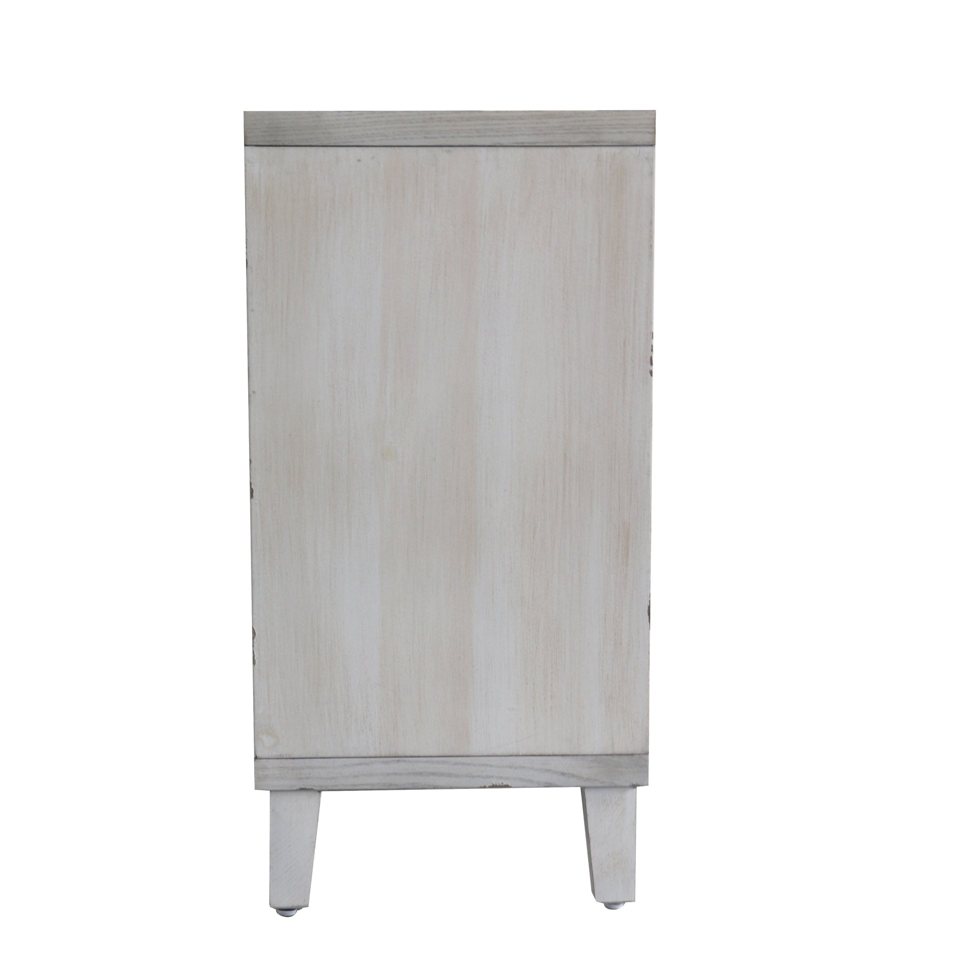 Accent Cabinet 4 Shutter Door Wooden Cabinet Sideboard Buffet Server Cabinet Storage Cabinet, For Living Room, Entryway, Hallway, Office, Kitchen And Dining Room, Distressed White White Washed Farmhouse,Shabby Chic Fir Solid Wood Mdf