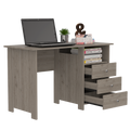 Computer Desk With Open Storage Shelf And 3 Drawers, Light Gray Gray Particle Board Particle Board