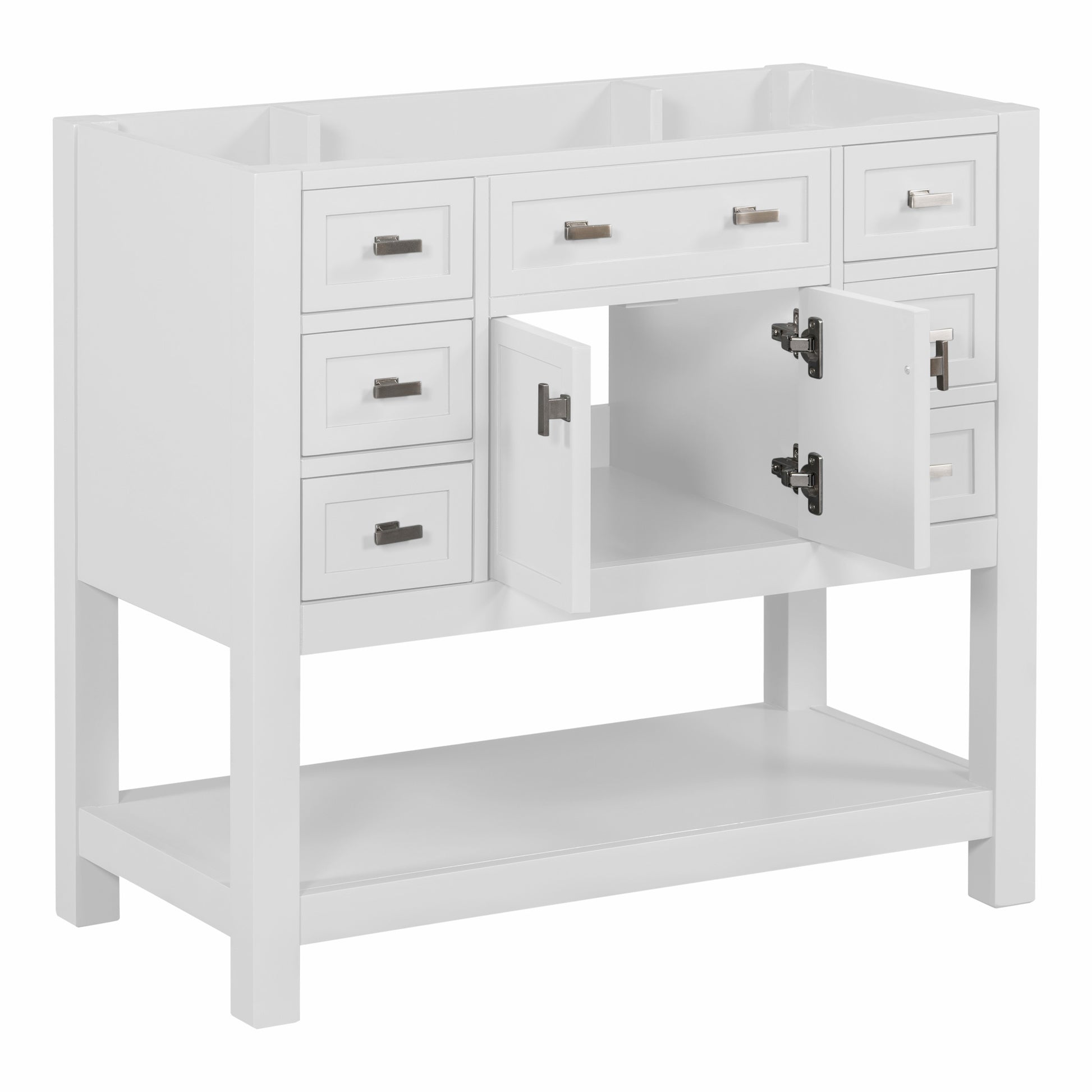 36'' Bathroom Vanity Without Top Sink, White Cabinet Only, Modern Bathroom Storage Cabinet With 2 Soft Closing Doors And 6 Drawers Not Include Bathroom Vanity Sink 4 White 2 1 Soft Close Doors