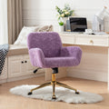 Office Chair,Artificial Rabbit Hair Home Office Chair With Golden Metal Base,Adjustable Desk Chair Swivel Office Chair,Vanity Chair Violet Violet Bedroom Foam Velvet