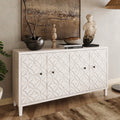 Accent Cabinet 4 Door Wooden Cabinet Sideboard Buffet Server Cabinet Storage Cabinet, For Living Room, Entryway, Hallway, Office, Kitchen And Dining Room, White Wash White Washed Solid Wood Mdf