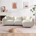 Mid Century Modern Couch 3 Seater Sofa With Ottoman Upholstered Footrest Stool Ottoman Foot Stool For Living Room, Bedroom, Beige Beige Boucle