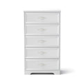 Modern 5 Tier Bedroom Chest Of Drawers, Dresser With Drawers, Clothes Organizer Metal Pulls For Living Room, Bedroom, Hallway, White, 25.2 L X 15.8 W X 43.5 H White Particle Board