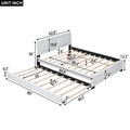 Queen Size Upholstered Platform Bed With Headboard And Twin Size Trundle, White Box Spring Not Required Queen White Bedroom Faux Leather Upholstered