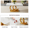 A Modern Minimalist Rectangular Dining Table Suitable For 6 8 People, A Set Of 6 Piece Pu Leather Backrest And Gold Metal Legs Modern Dining Chairs. F Oc C 009 White Mdf Glass