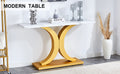 A Modern Minimalist Style Foyer Table With White Tabletop, Gold Bracket, And Bottom Plate, Enhancing The Beauty And Artistic Atmosphere Of The Home, Suitable For The Foyer Fxg White Gold Mdf