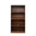 Bookcase Contemporary Closed Back Glass Doors Office Storage Cabinet Floor To Ceiling Low Cabinet Bookcase Against Wall Dustproof Bookshelf Walnut Brown Mdf