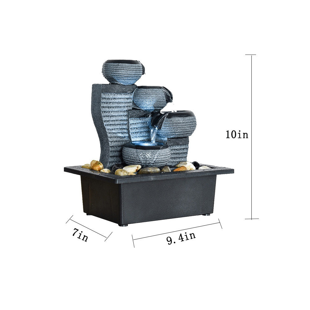 Drop 10Inches Desktop Water Fountain Submersible Pump Indoor Decoration For Office Homedrop 10Inches Desktop Water Fountain Submersible Pump Indoor Decoration For Office Homedrop 10Inche Gray Resin