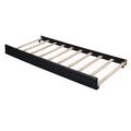 Queen Size Upholstered Platform Bed With Headboard And Twin Size Trundle, Black Box Spring Not Required Queen Black Bedroom Faux Leather Upholstered