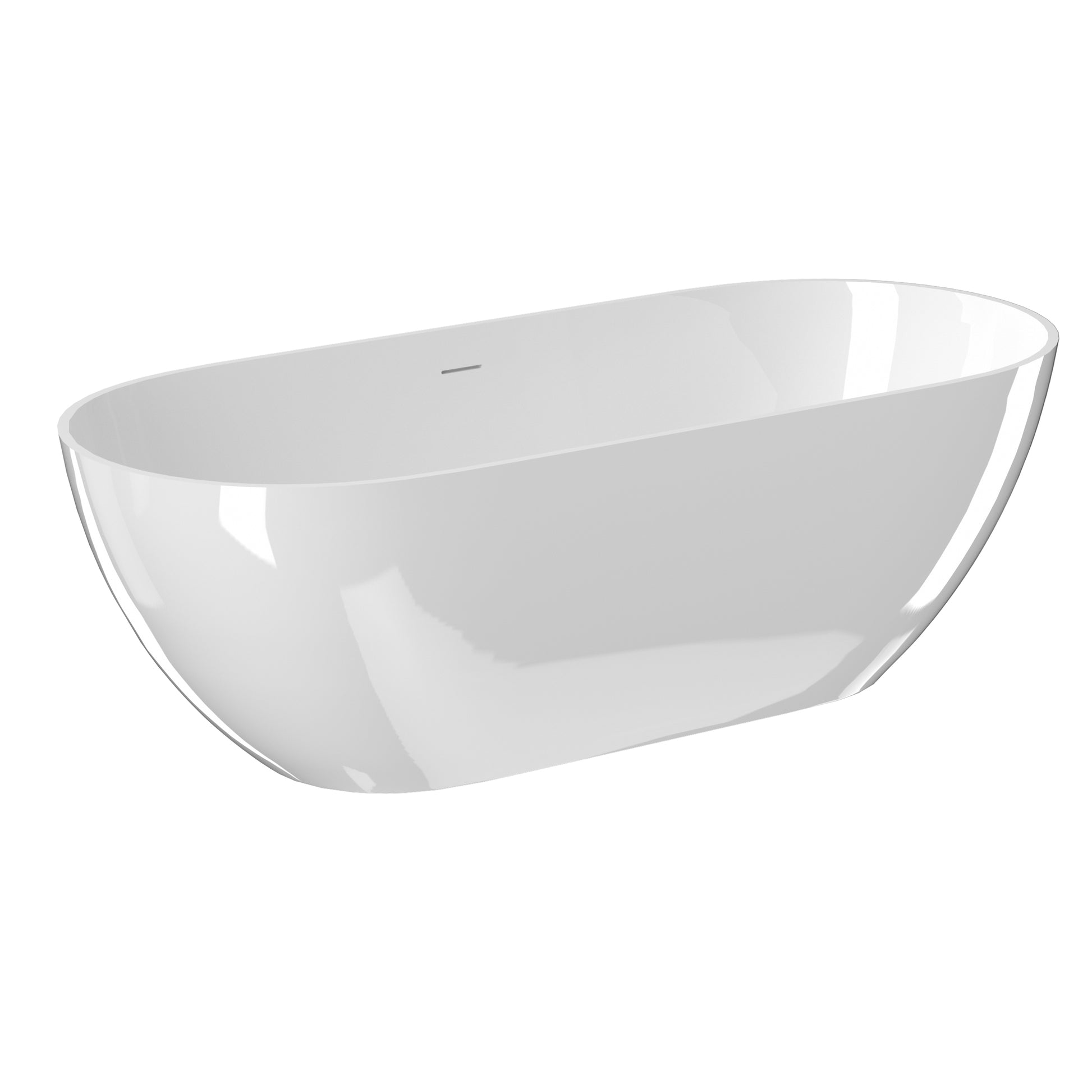 63" Freestanding Solid Surface Bathtub, Luxury Engineered Stone Resin Freestanding Soaking Bathtub With Overflow And Pop Up Drain For Contemporary Bathroom, Glossy White 23S03 63Gw Gloss White Solid Surface