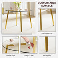 Modern Minimalist Style Circular Transparent Tempered Glass Table, Tempered Glass Tabletop, Golden Metal Legs, Suitable For Kitchen, Dining Room, And Living Room, 42 