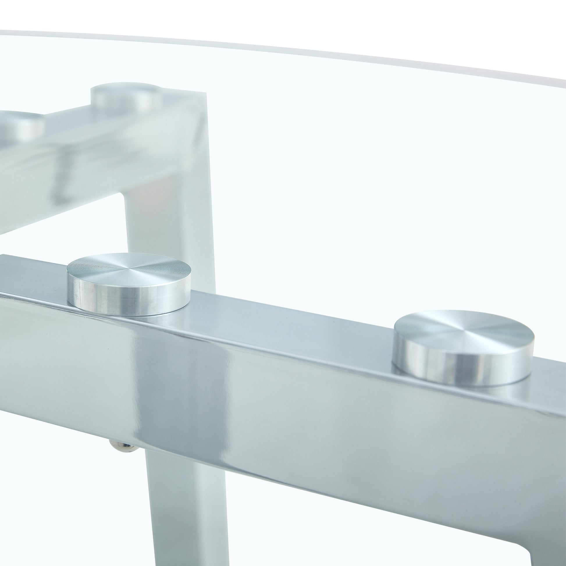 Modern Minimalist Style Circular Transparent Tempered Glass Table, Tempered Glass Tabletop, Silver Metal Table Legs, Suitable For Kitchen, Dining Room, And Living Room, 42 "* 42" * 29.5 "1123R Transparent Glass