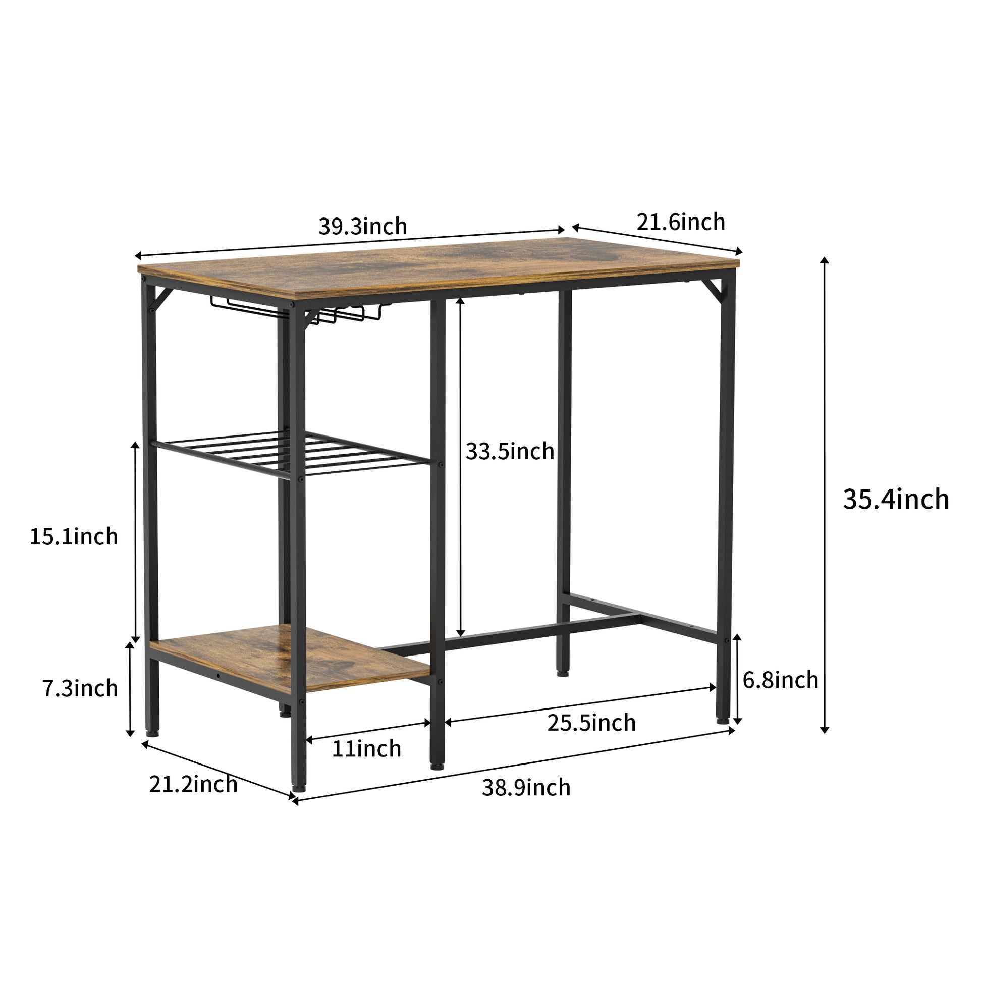 Bar Table And Chairs Set For 2, 3 Pieces Pub Dining Table Set, 2 Bar Stools Pu Upholstery Seat With Backrest For Kitchen, Apartment, Small Space Wood Antique Brown Seats 2 Brown Metal Dining Room 4 Leg Rectangular Dining Table With Chair Wood Metal