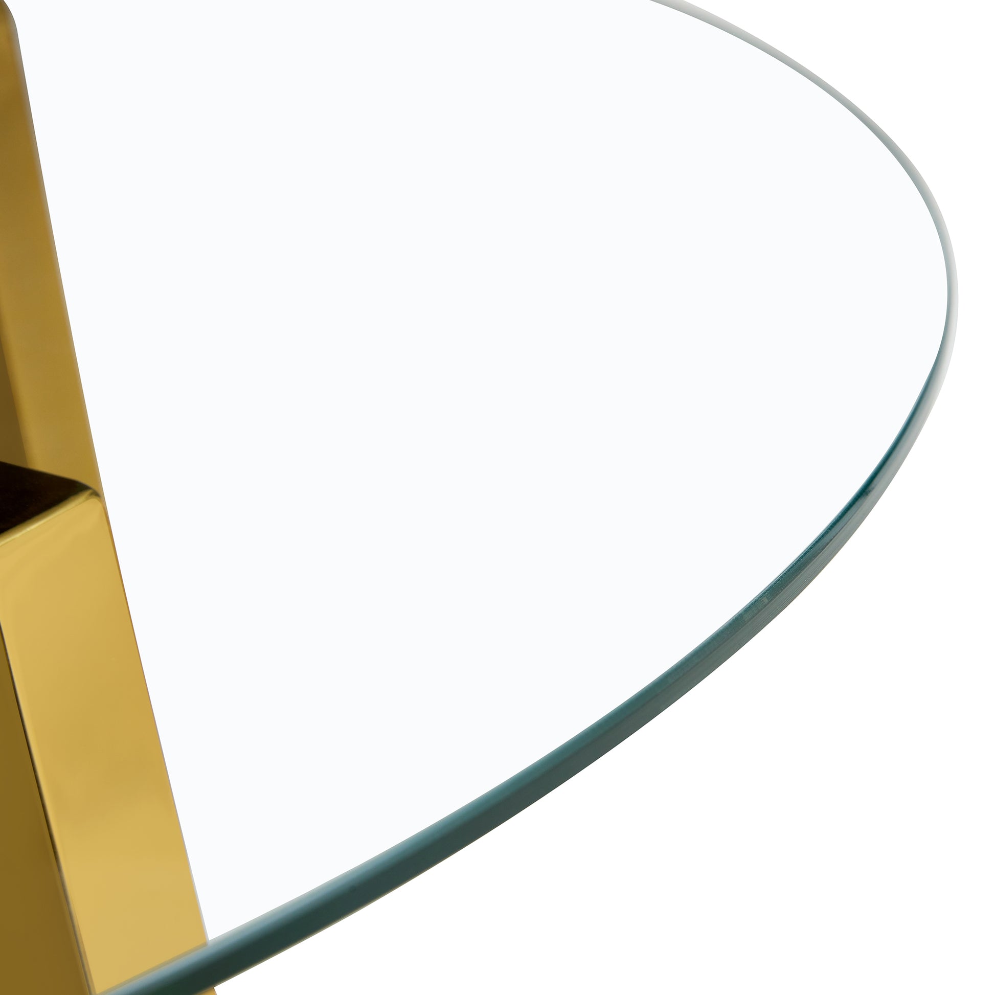 Modern Minimalist Style Circular Transparent Tempered Glass Table, Tempered Glass Tabletop, Golden Metal Legs, Suitable For Kitchen, Dining Room, And Living Room, 42 "* 42" * 29.5 "1123R Transparent Glass