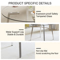 Modern Minimalist Style Circular Transparent Tempered Glass Table, Tempered Glass Tabletop, Silver Metal Table Legs, Suitable For Kitchen, Dining Room, And Living Room, 42 