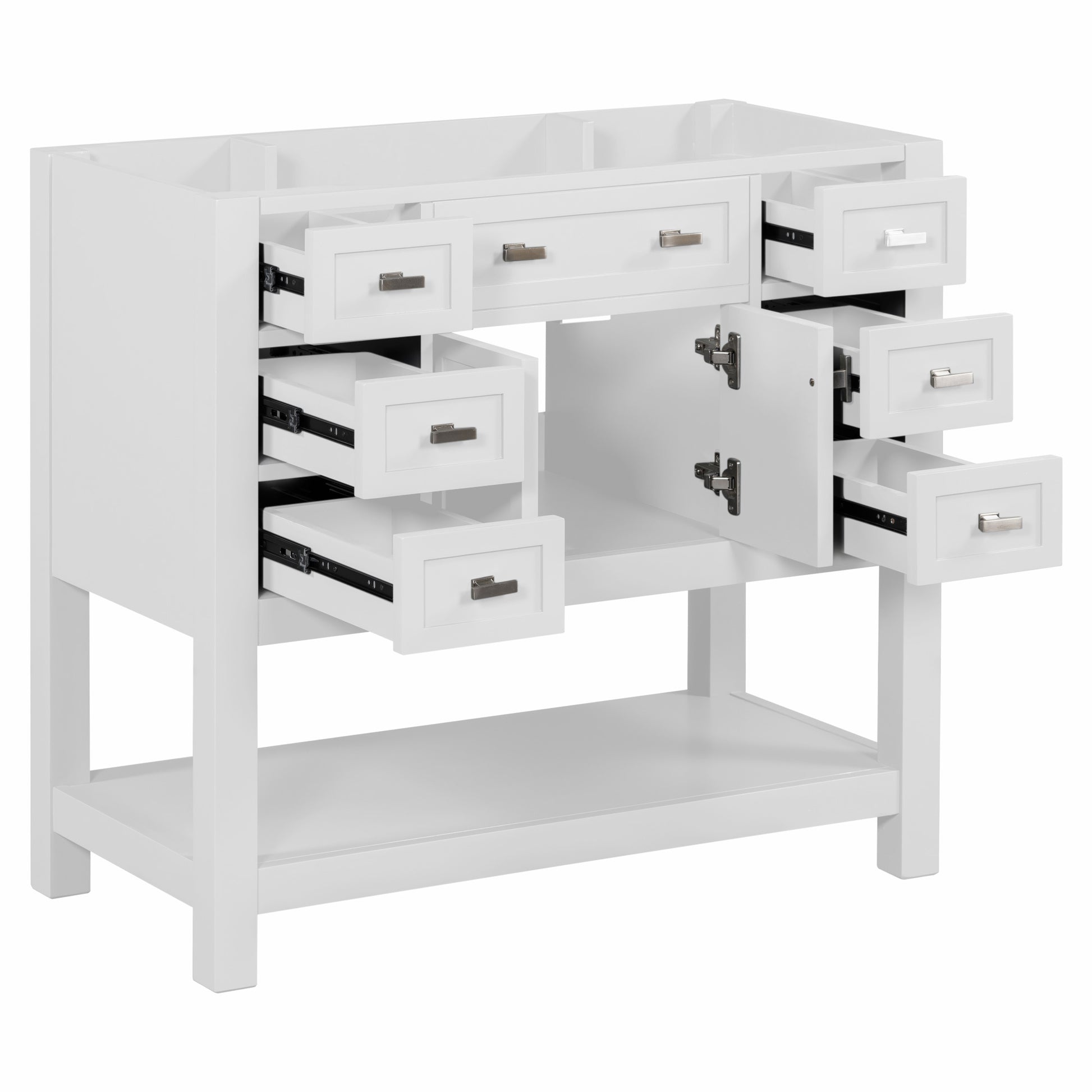 36'' Bathroom Vanity Without Top Sink, White Cabinet Only, Modern Bathroom Storage Cabinet With 2 Soft Closing Doors And 6 Drawers Not Include Bathroom Vanity Sink 4 White 2 1 Soft Close Doors