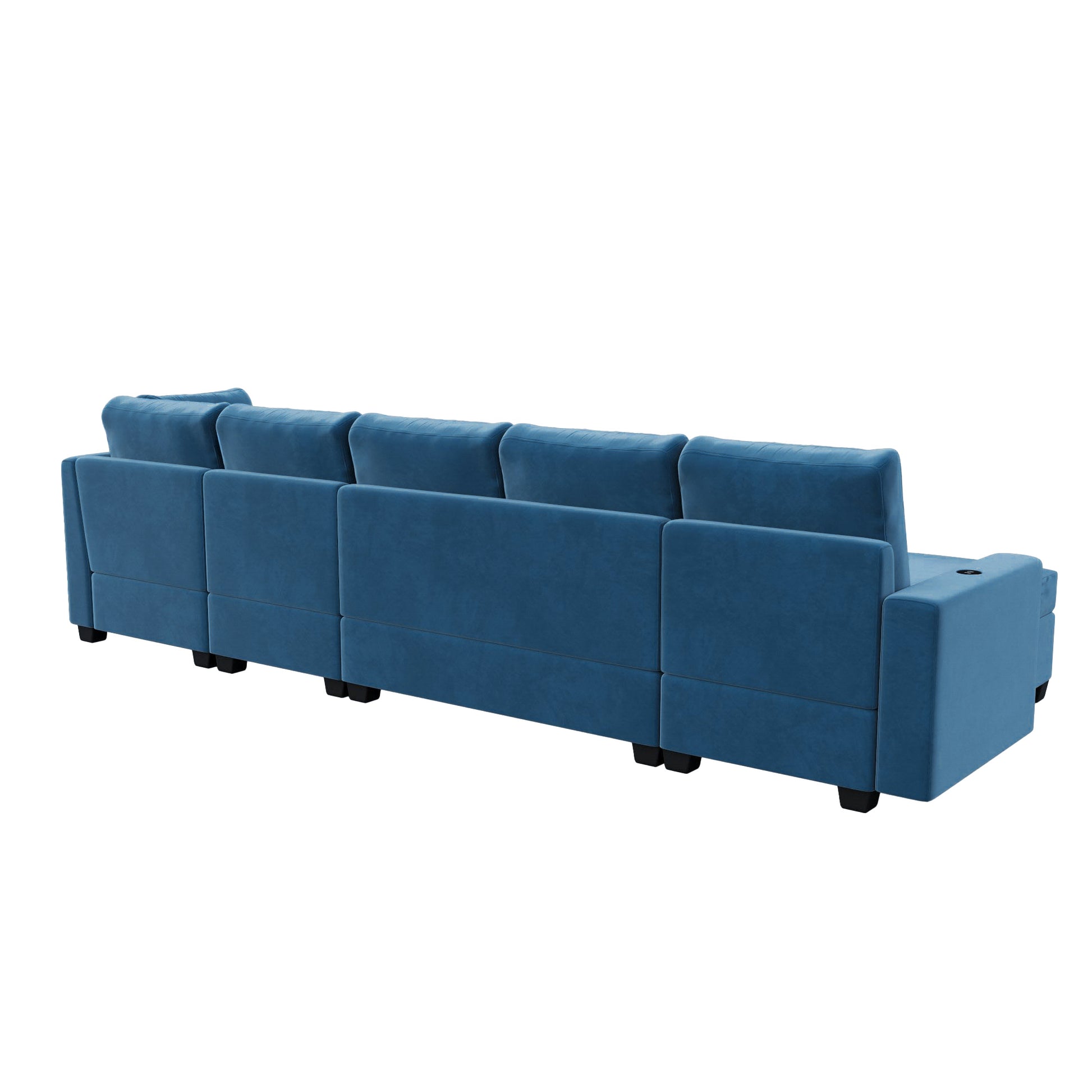 138*56" Modern L Shape Sectional Sofa, 6 Seat Velvet Fabric Couch With Convertible Chaise Lounge,Freely Combinable Indoor Furniture For Living Room, Apartment, Office,3 Colors Navy Velvet 5 Seat