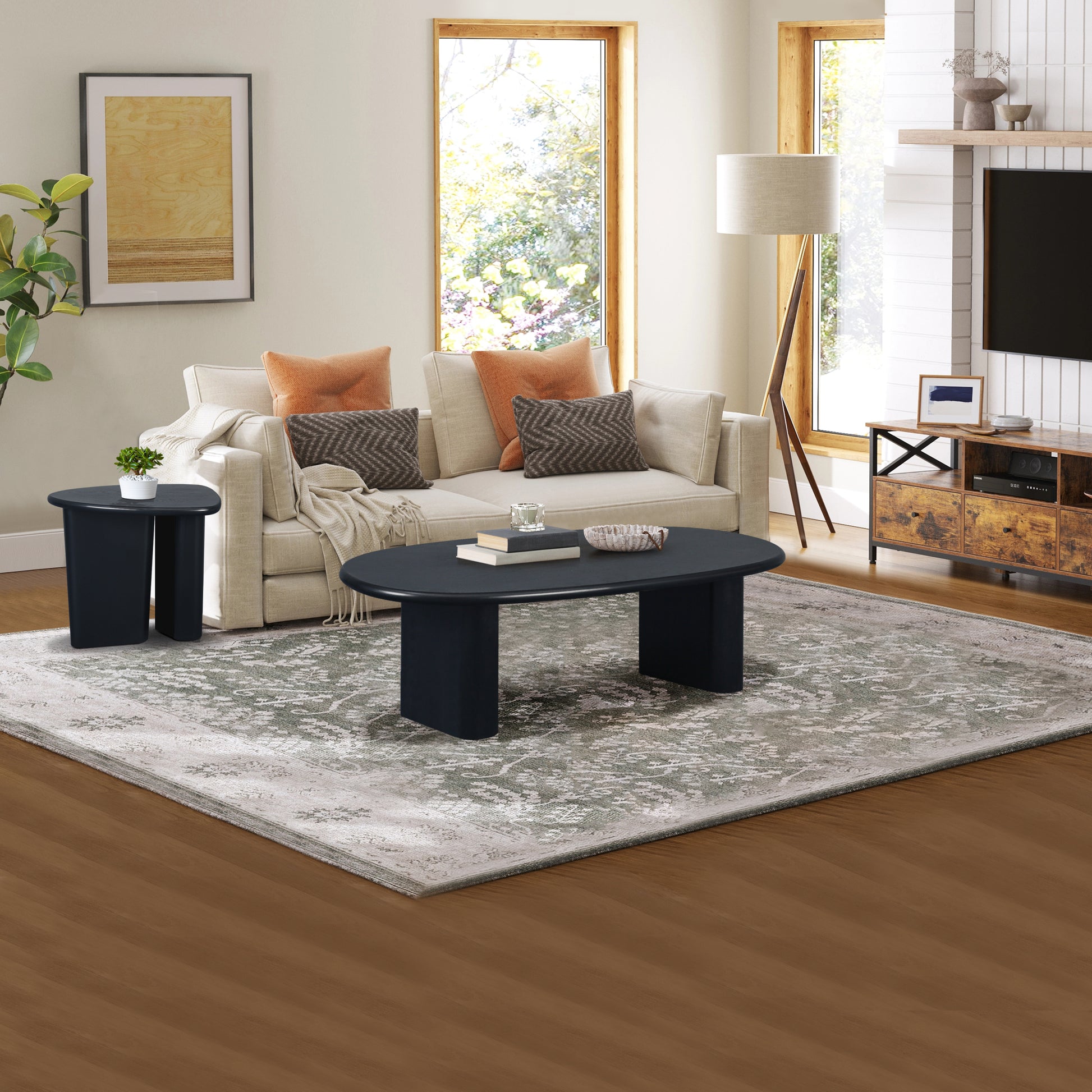 Tapered Tabletop Side Table Black Antique Black Mdf