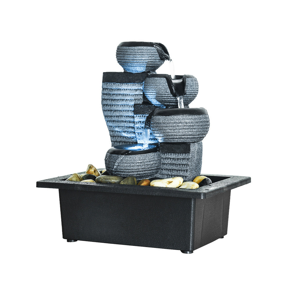 Drop 10Inches Desktop Water Fountain Submersible Pump Indoor Decoration For Office Homedrop 10Inches Desktop Water Fountain Submersible Pump Indoor Decoration For Office Homedrop 10Inche Gray Resin
