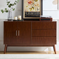 Sideboard Buffet Console Table With Drawers, Media Console With Doors,Storage Cabinet For Living Room & Bedroom Walnut 50 59 Inches Retro Solid Wood Mdf