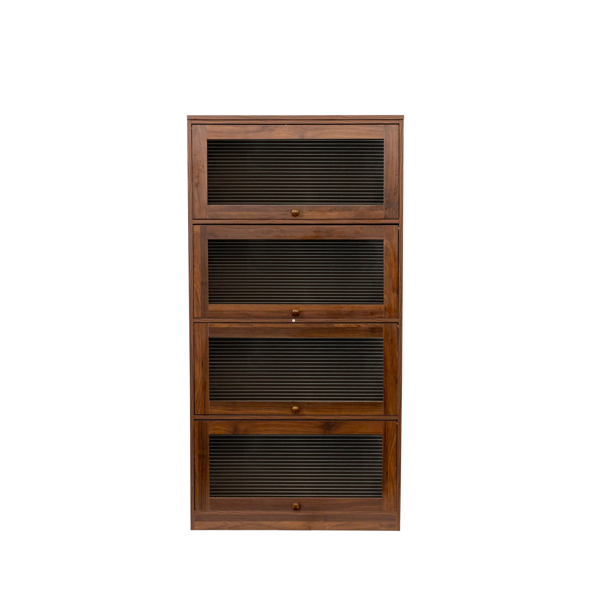 Bookcase Contemporary Closed Back Glass Doors Office Storage Cabinet Floor To Ceiling Low Cabinet Bookcase Against Wall Dustproof Bookshelf Walnut Brown Mdf