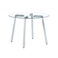 Modern Minimalist Style Circular Transparent Tempered Glass Table, Tempered Glass Tabletop, Silver Metal Table Legs, Suitable For Kitchen, Dining Room, And Living Room, 42 