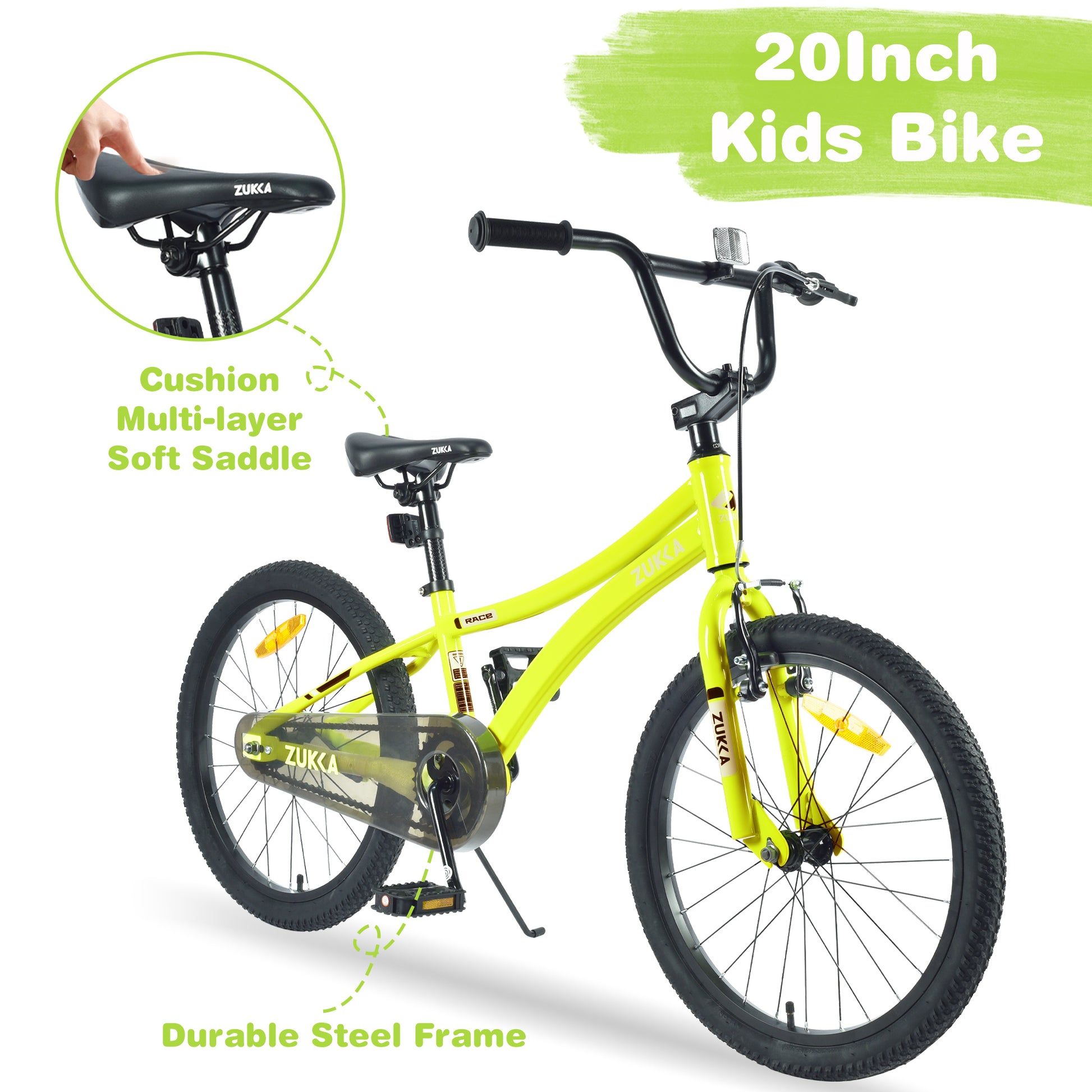 Kids Bike,20 Inch Kids' Bicycle For Boys Age 7 10 Years,Multiple Colors Cycling Yellow Garden & Outdoor Steel