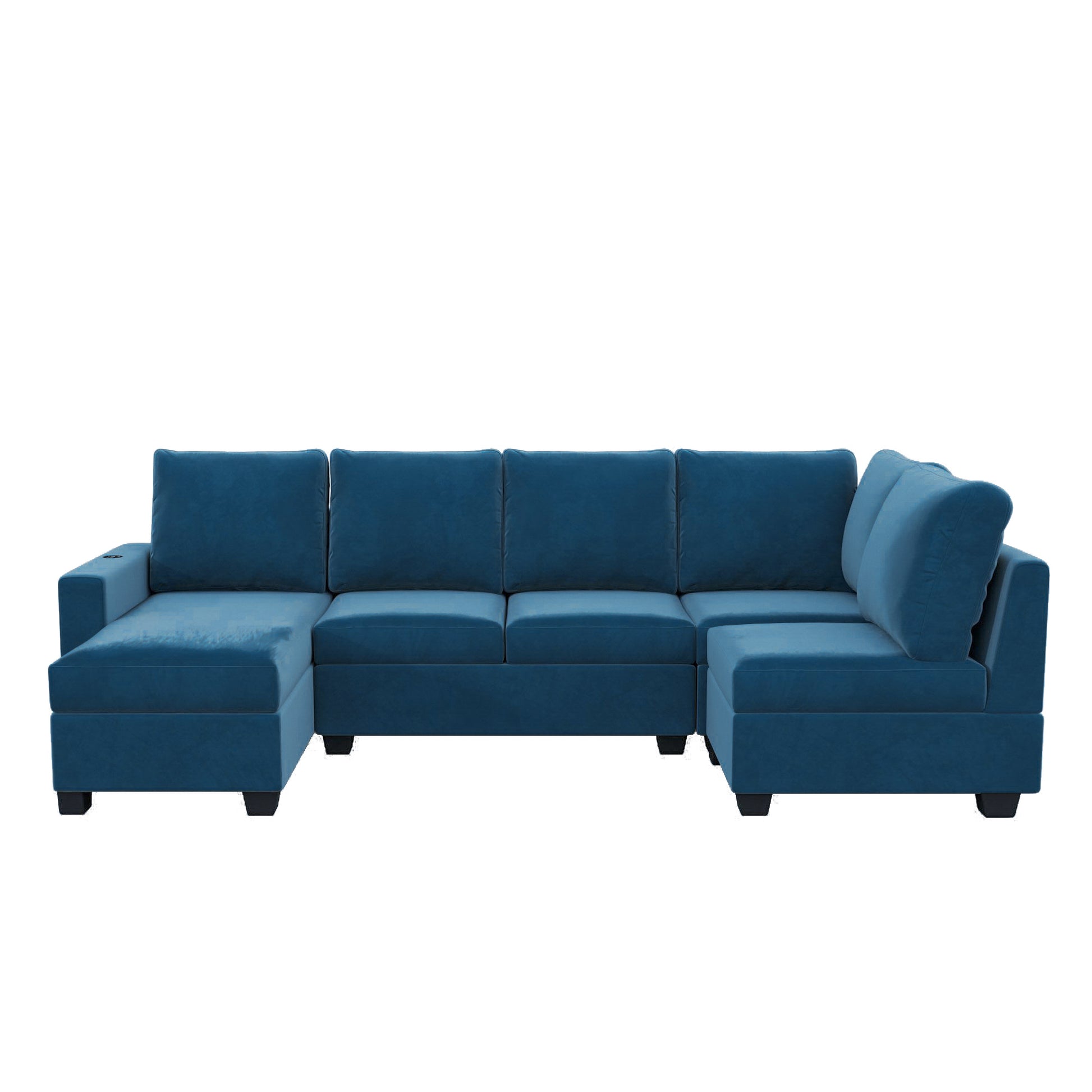 138*56" Modern L Shape Sectional Sofa, 6 Seat Velvet Fabric Couch With Convertible Chaise Lounge,Freely Combinable Indoor Furniture For Living Room, Apartment, Office,3 Colors Navy Velvet 5 Seat